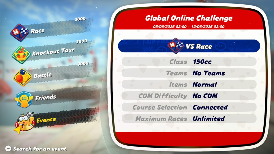 Mario Kart World Global Online Challenge
